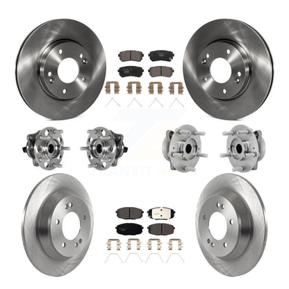 Hub Bearing Brake Rotor Pad Front Rear Kit (10Pc) For Hyundai Kona FWD with 1.6L