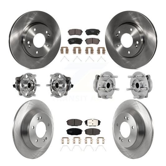 Hub Bearing Brake Rotor Pad Front Rear Kit (10Pc) For Hyundai Kona FWD with 1.6L