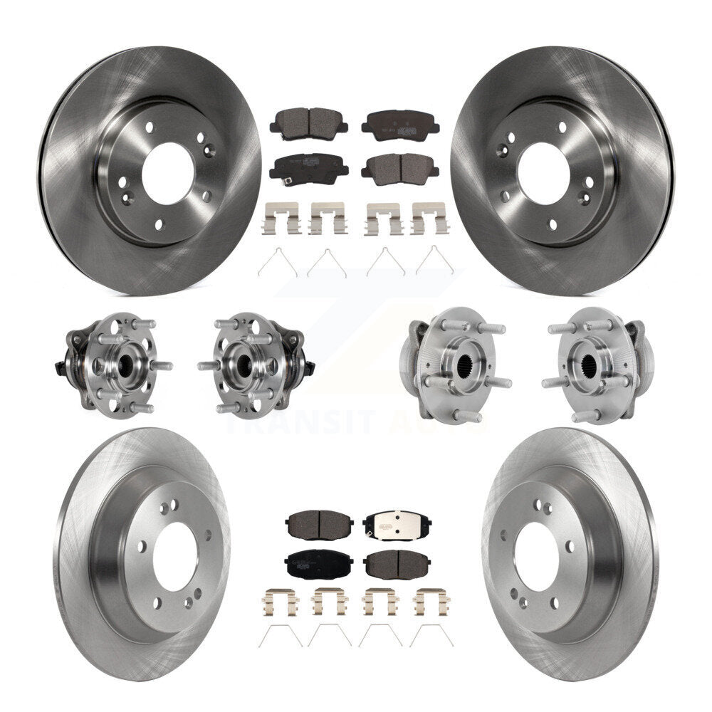 Hub Bearing Brake Rotor Pad Front Rear Kit (10Pc) For Hyundai Kona FWD with 1.6L