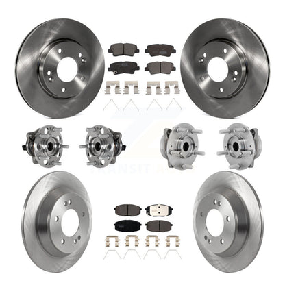 Hub Bearing Brake Rotor Pad Front Rear Kit (10Pc) For Hyundai Kona FWD with 1.6L