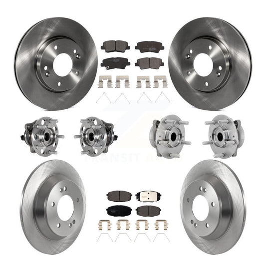 Hub Bearing Brake Rotor Pad Front Rear Kit (10Pc) For Hyundai Kona FWD with 1.6L