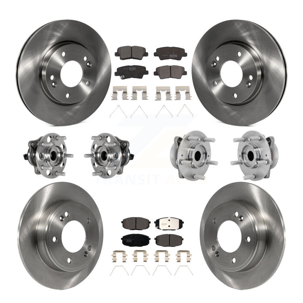 Hub Bearing Brake Rotor Pad Front Rear Kit (10Pc) For Hyundai Kona FWD with 2.0L
