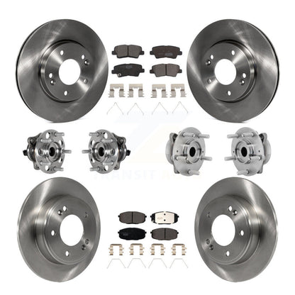 Hub Bearing Brake Rotor Pad Front Rear Kit (10Pc) For Hyundai Kona FWD with 2.0L