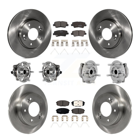 Hub Bearing Brake Rotor Pad Front Rear Kit (10Pc) For Hyundai Kona FWD with 2.0L