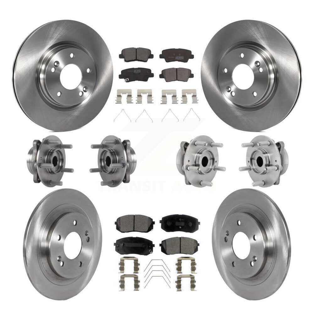 Hub Bearing Disc Brake Rotor Pad Front Rear Kit (10Pc) For 2022 Hyundai Kona AWD