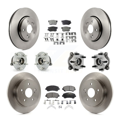 Hub Bearing Brake Rotor & Pad Front Rear Kit (10Pc) For 10-13 Suzuki Kizashi AWD