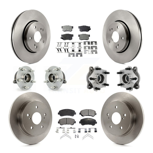Hub Bearing Brake Rotor & Pad Front Rear Kit (10Pc) For 10-13 Suzuki Kizashi AWD
