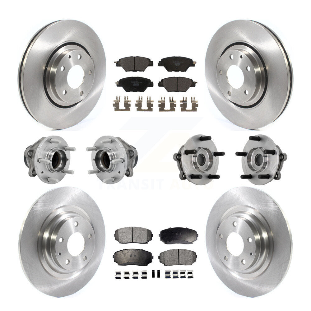 Hub Bearing Brake Rotor & Pad Front Rear Kit (10Pc) For 2016-2021 Mazda CX-9 FWD