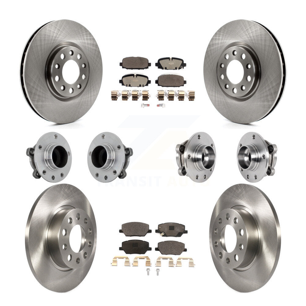 Hub Bearing Disc Brake Rotor And Pads Front Rear Kit (10Pc) For Jeep Compass FWD
