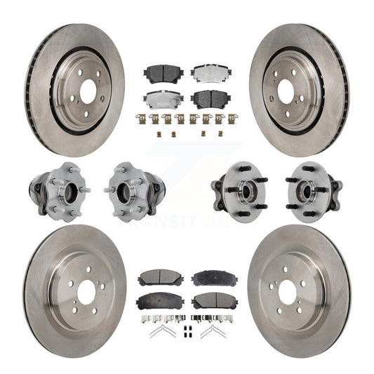 Hub Bearing Disc Brake Rotor Pad Front Rear Kit (10Pc) For Toyota Highlander FWD