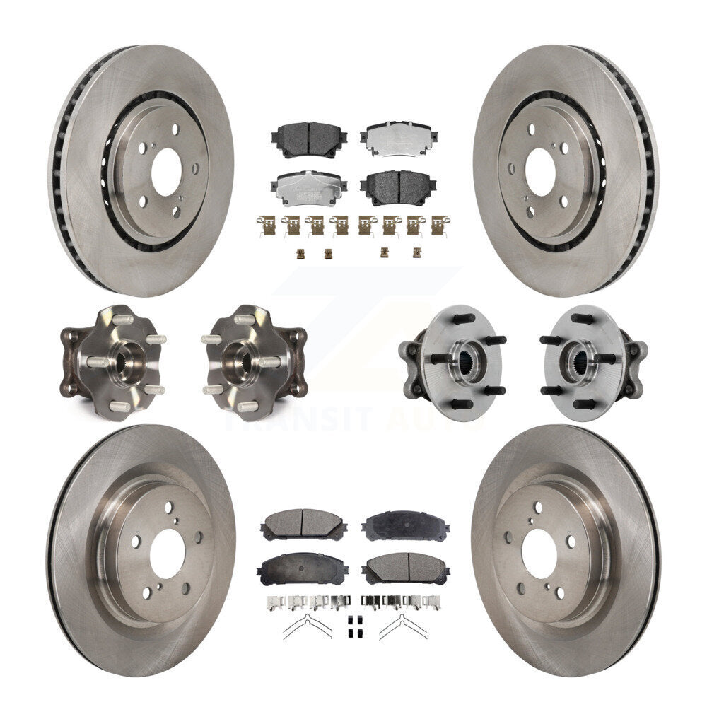 Hub Bearing Brake Rotor & Pads Front Rear Kit (10Pc) For 21-23 Toyota Sienna AWD
