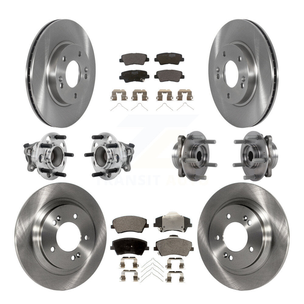 Hub Bearings Disc Brake Rotors And Pads Front Rear Kit (10Pc) For Hyundai Ioniq