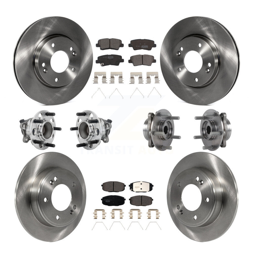 Hub Bearing Brake Rotor Pads Front Rear Kit (10Pc) For Kia Forte Hyundai Elantra
