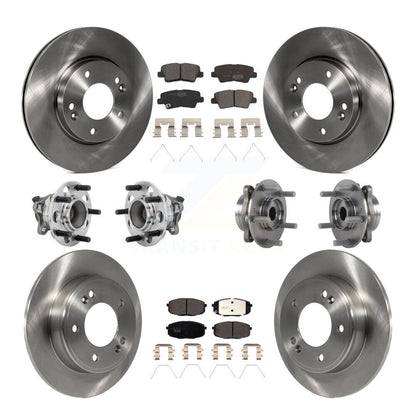 Hub Bearing Brake Rotor Pads Front Rear Kit (10Pc) For Kia Forte Hyundai Elantra
