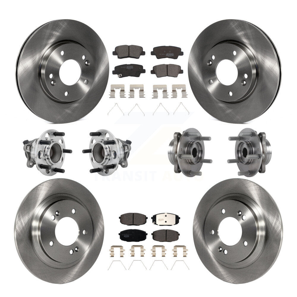 Hub Bearing Disc Brake Rotor & Pads Front Rear Kit (10Pc) For Hyundai Elantra GT