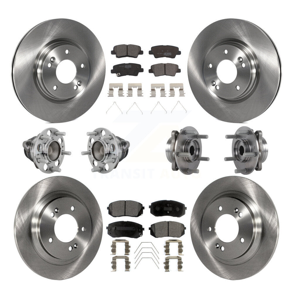 Hub Bearing Disc Brake Rotor & Pads Front Rear Kit (10Pc) For Hyundai Elantra GT