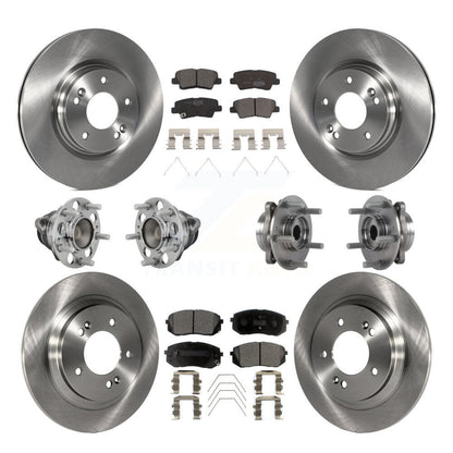 Hub Bearing Disc Brake Rotor & Pads Front Rear Kit (10Pc) For Hyundai Elantra GT