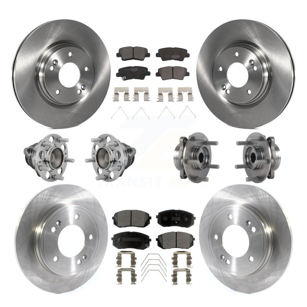 Hub Bearing Brake Rotor Pad Front Rear Kit (10Pc) For Kia Forte Hyundai Veloster