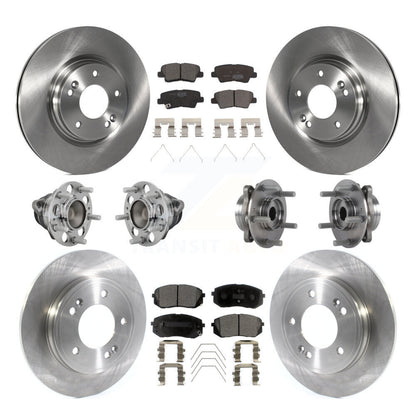 Hub Bearing Brake Rotor Pad Front Rear Kit (10Pc) For Kia Forte Hyundai Veloster