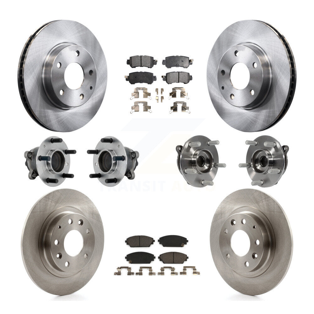 Hub Bearing Brake Rotor & Pad Front Rear Kit (10Pc) For 2016-2018 Mazda CX-3 FWD
