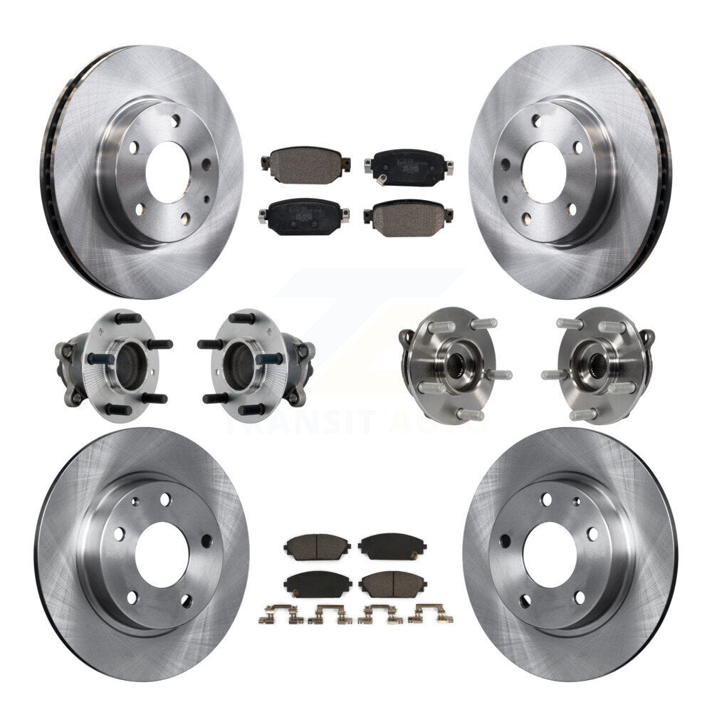 Hub Bearing Brake Rotor & Pad Front Rear Kit (10Pc) For 2019-2021 Mazda CX-3 FWD