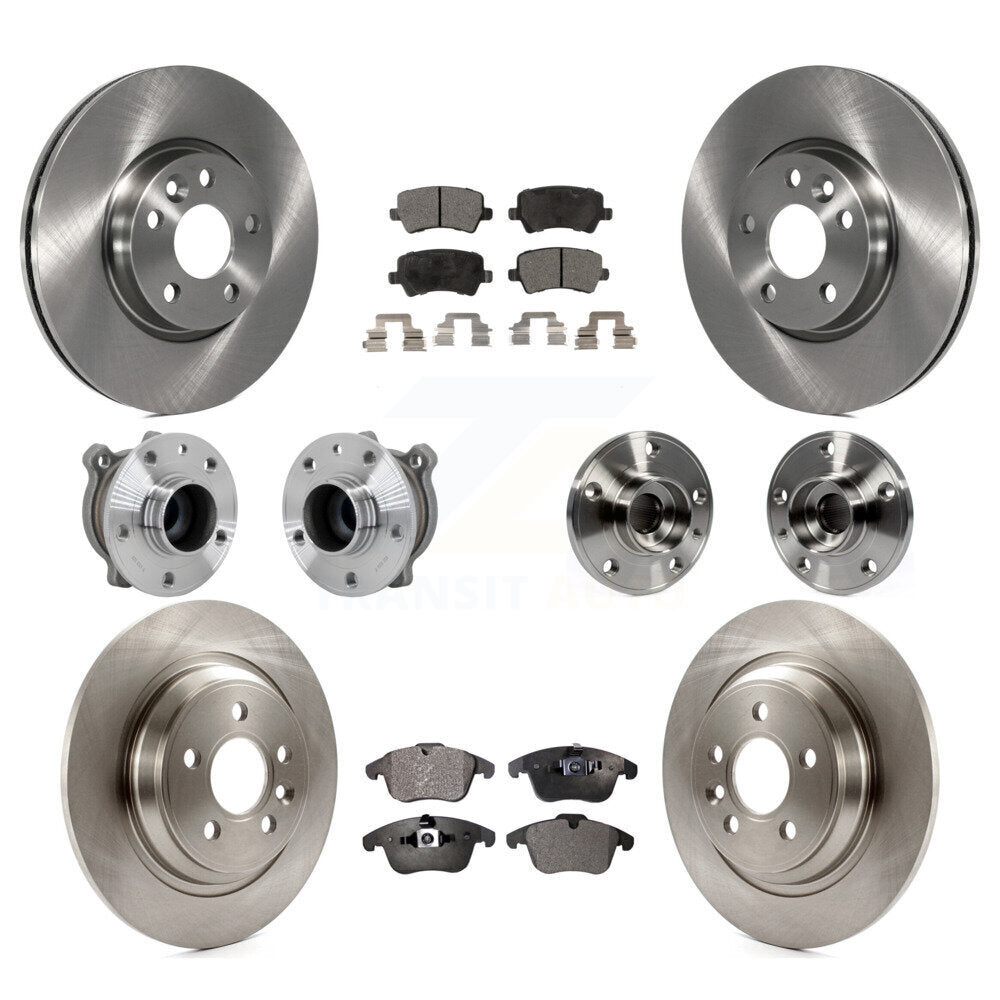 Hub Bearing Brake Rotor & Pads Front Rear Kit (10Pc) For 2013-2014 Volvo S60 FWD