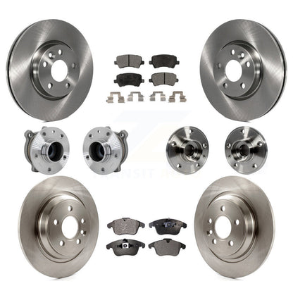 Hub Bearing Brake Rotor & Pads Front Rear Kit (10Pc) For 2013-2014 Volvo S60 FWD
