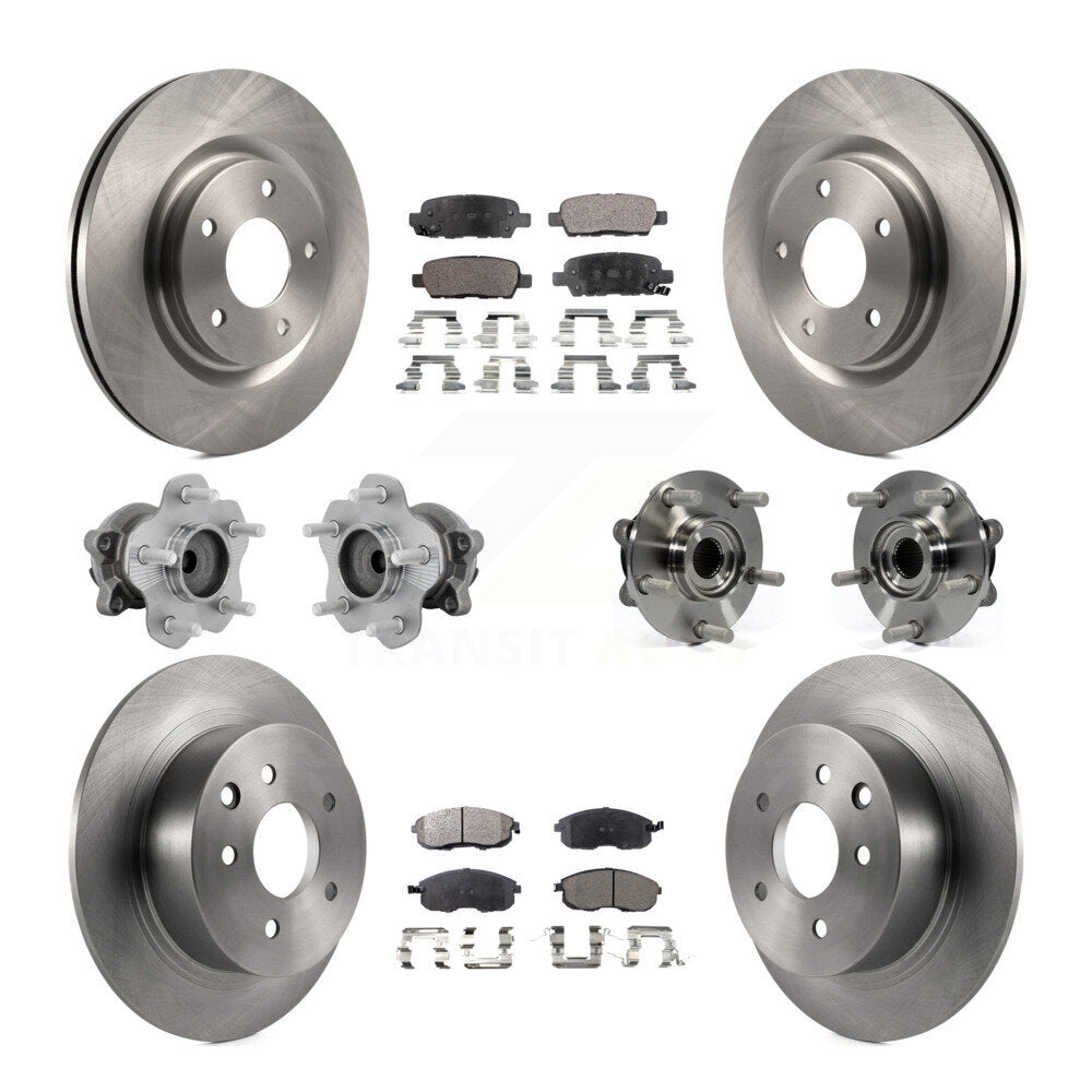 Hub Bearings Disc Brake Rotors And Pads Front Rear Kit (10Pc) For Nissan Juke