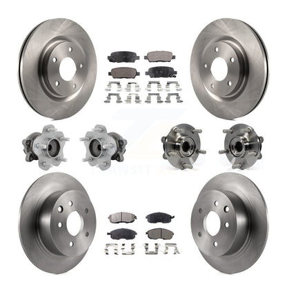 Hub Bearings Disc Brake Rotors And Pads Front Rear Kit (10Pc) For Nissan Juke