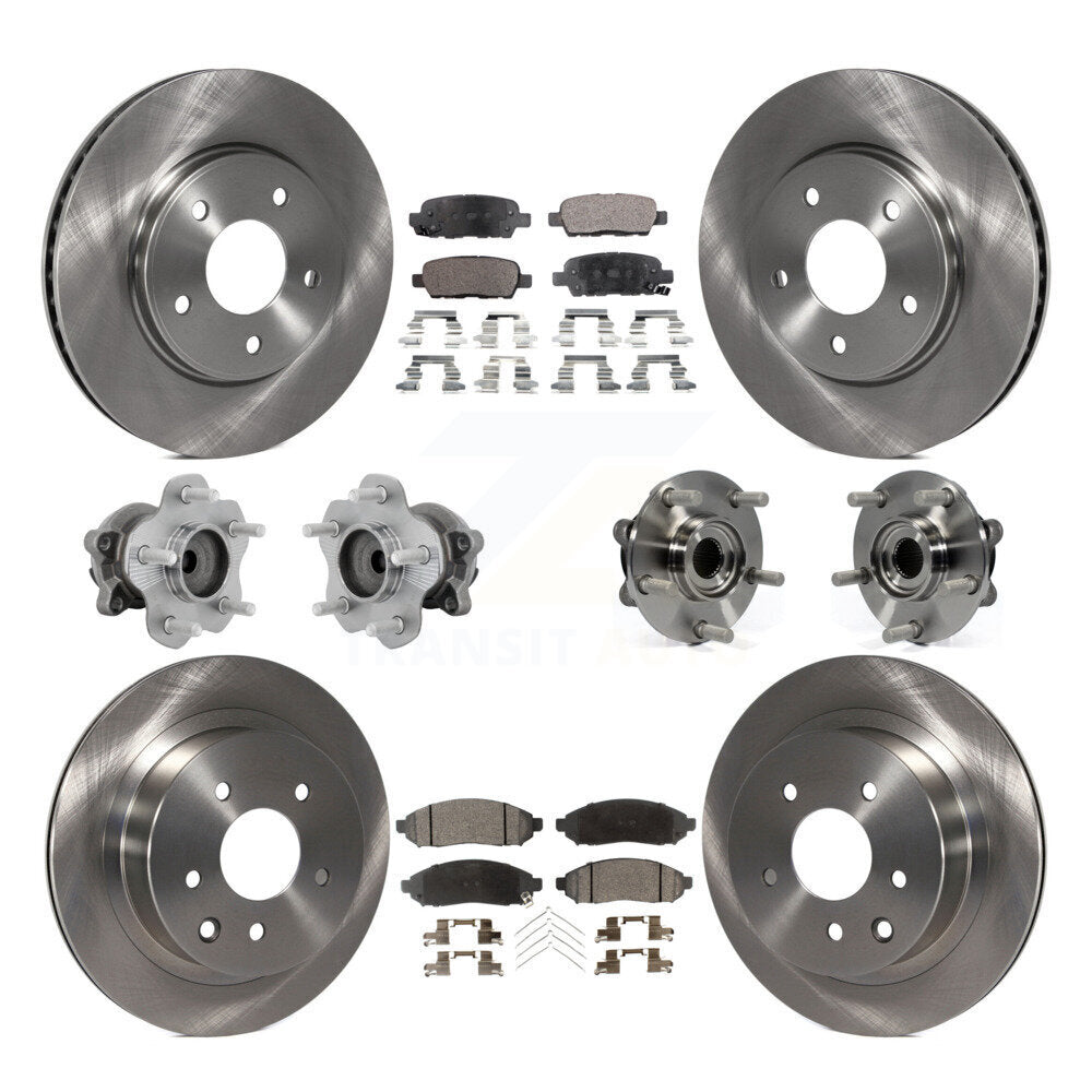 Hub Bearing Disc Brake Rotor Pad Front Rear Kit (10Pc) For 2011-2012 Nissan LEAF