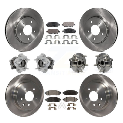 Hub Bearing Disc Brake Rotor Pad Front Rear Kit (10Pc) For 2011-2012 Nissan LEAF