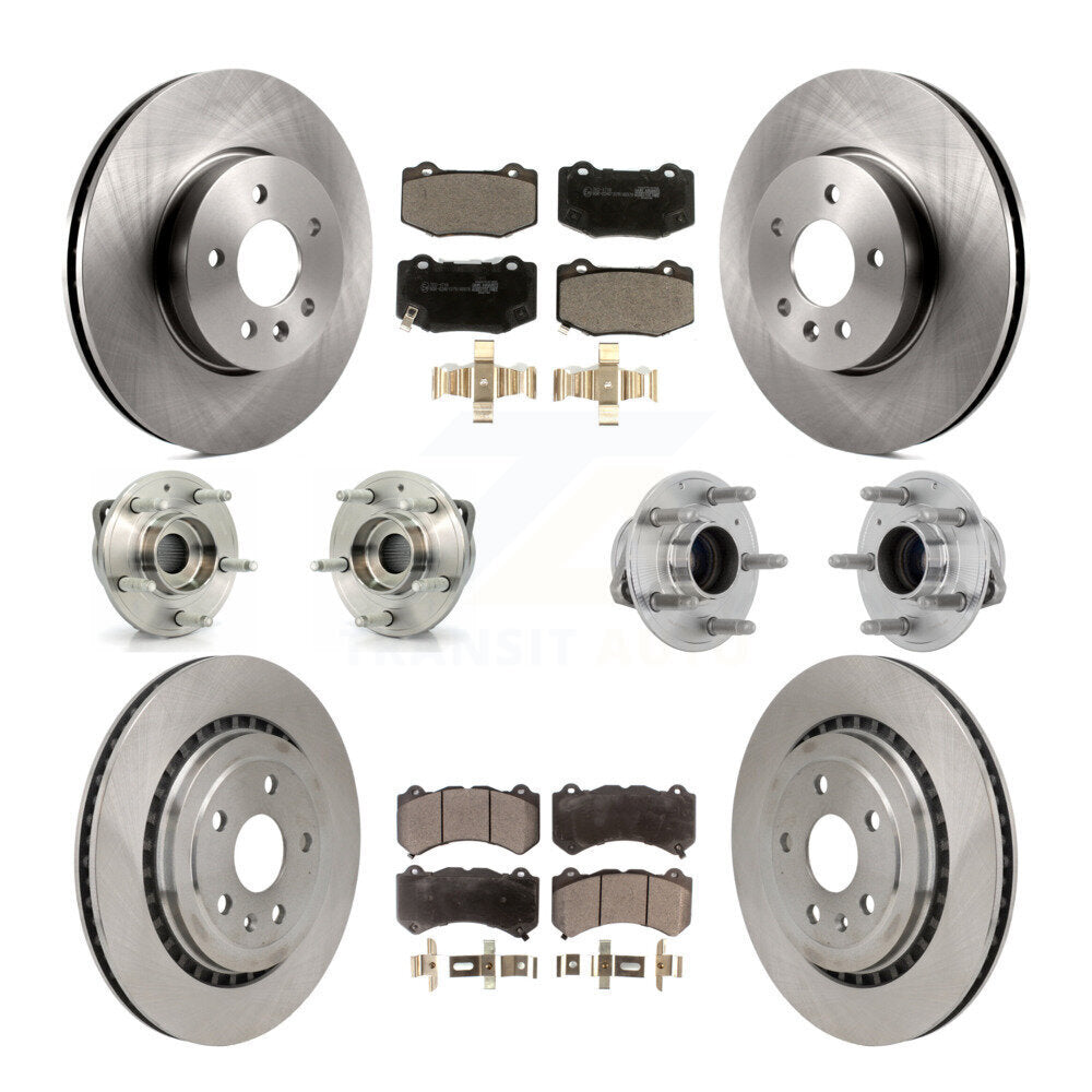 Hub Bearing Brake Rotor & Pads Front Rear Kit (10Pc) For Cadillac ATS V with RWD