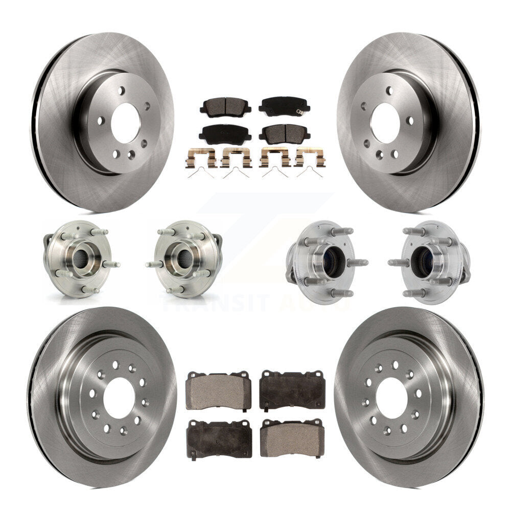 Hub Bearings Disc Brake Rotors And Pads Front Rear Kit (10Pc) For Cadillac ATS