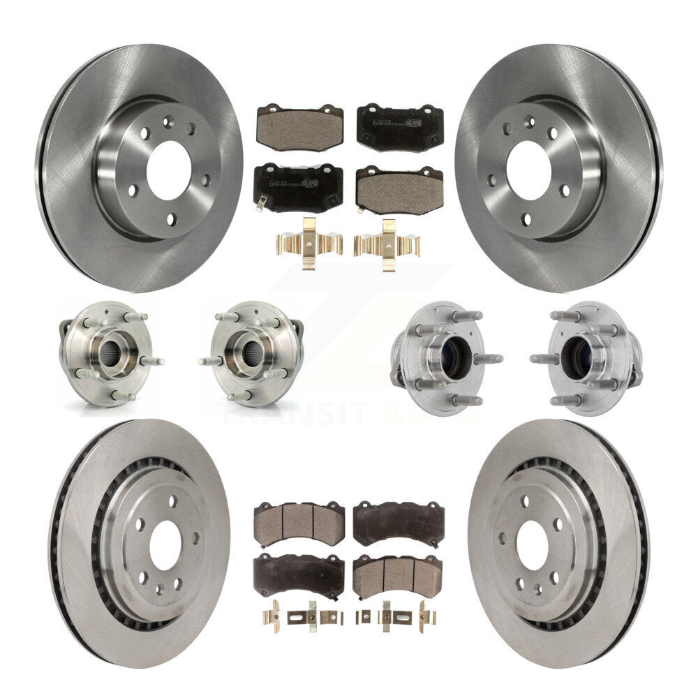 Hub Bearing Brake Rotor Pad Front Rear Kit (10Pc) For 17 Cadillac ATS V with RWD
