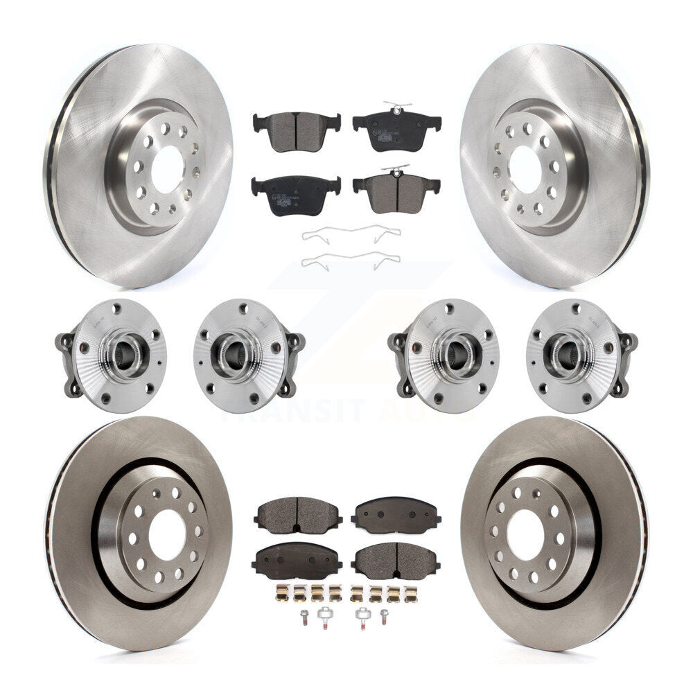 Hub Bearing Brake Rotor Pad Front Rear Kit (10Pc) For Volkswagen Atlas Cross AWD