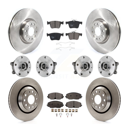 Hub Bearing Brake Rotor Pad Front Rear Kit (10Pc) For Volkswagen Atlas Cross AWD