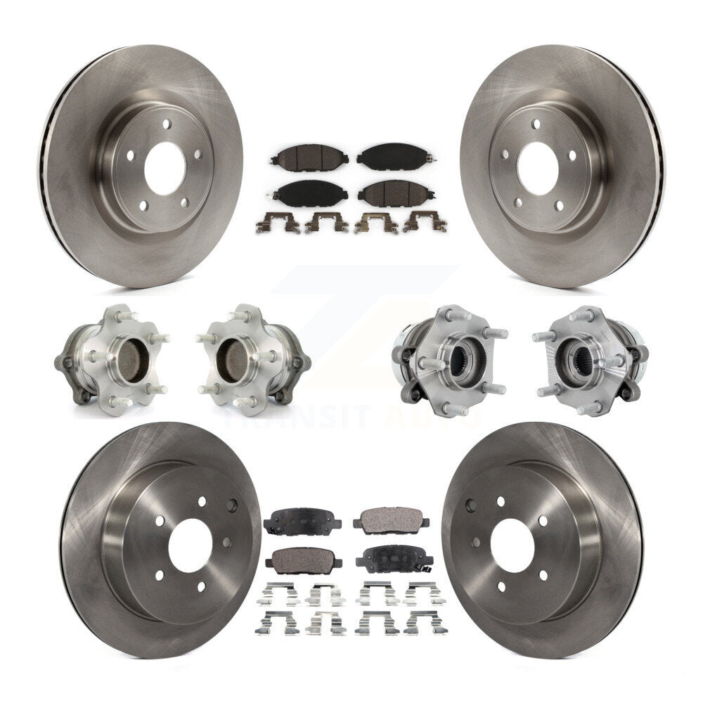 Hub Bearing Disc Brake Rotor And Pad Front Rear Kit (10Pc) For Nissan Murano FWD
