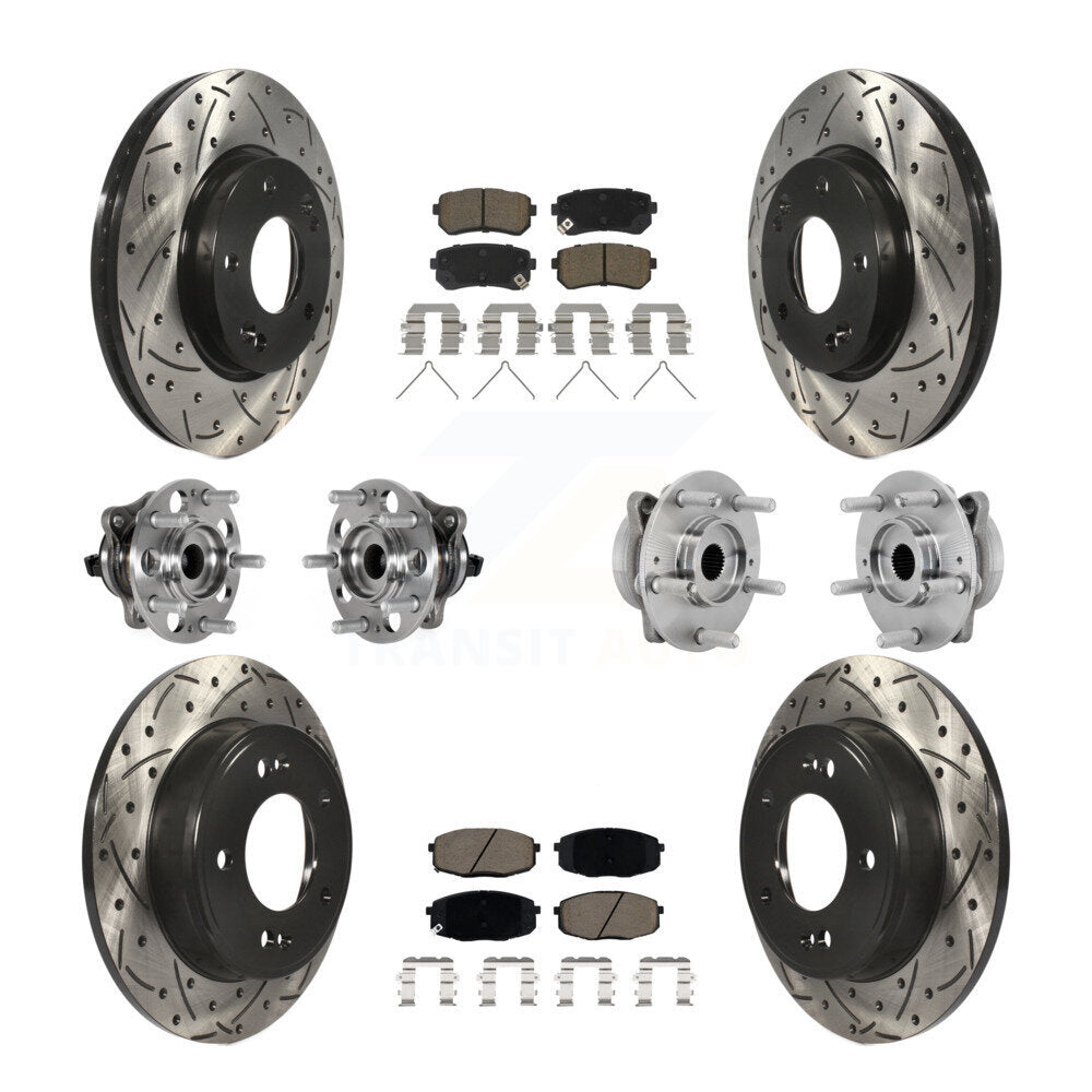 Hub Bearing Coated Disc Brake Rotor & Pad Front Rear Kit (10Pc) For Hyundai Kona