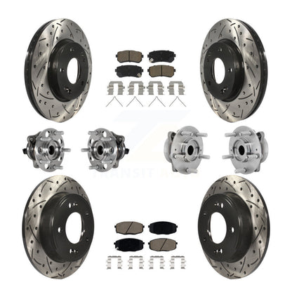 Hub Bearing Coated Disc Brake Rotor & Pad Front Rear Kit (10Pc) For Hyundai Kona