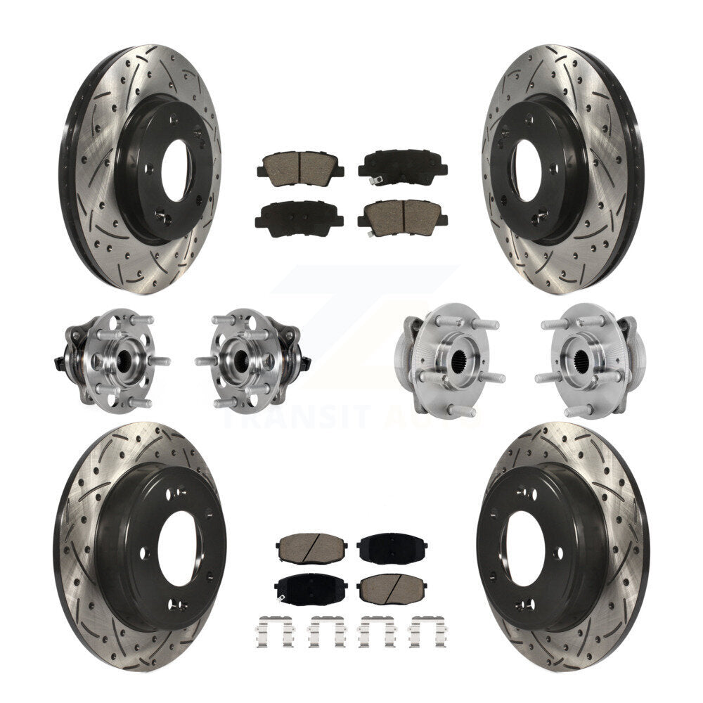 Hub Bearing Coated Disc Brake Rotor & Pad Front Rear Kit (10Pc) For Hyundai Kona