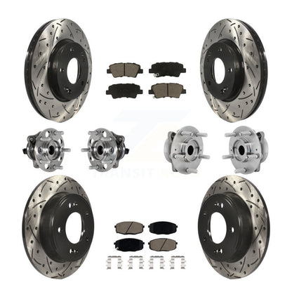 Hub Bearing Coated Disc Brake Rotor & Pad Front Rear Kit (10Pc) For Hyundai Kona
