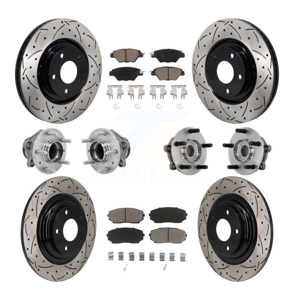 Hub Bearing Coat Brake Rotor Pads Front Rear Kit (10Pc) For 16-21 Mazda CX-9 FWD