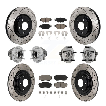 Hub Bearing Coat Brake Rotor Pads Front Rear Kit (10Pc) For 16-21 Mazda CX-9 FWD