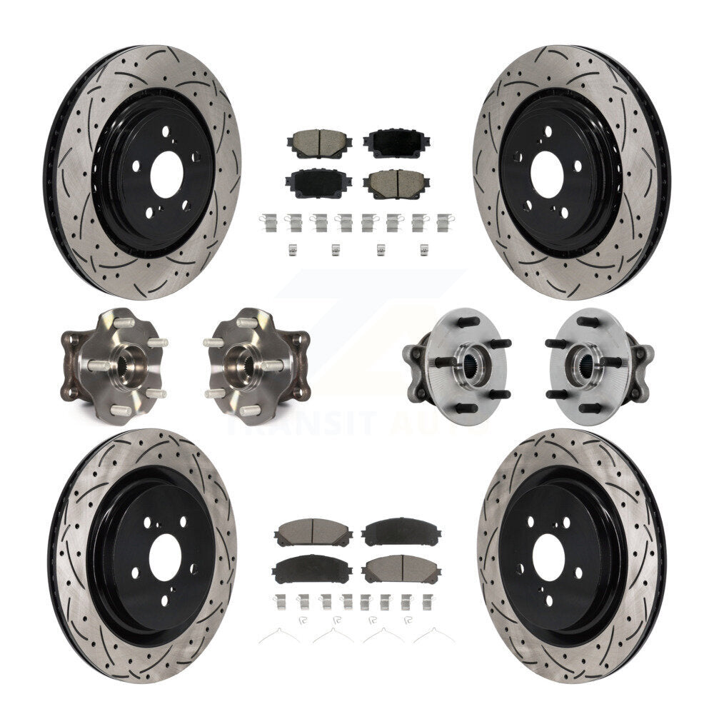 Hub Bearing Coat Brake Rotor Pad Front Rear Kit (10Pc) For Toyota Highlander AWD