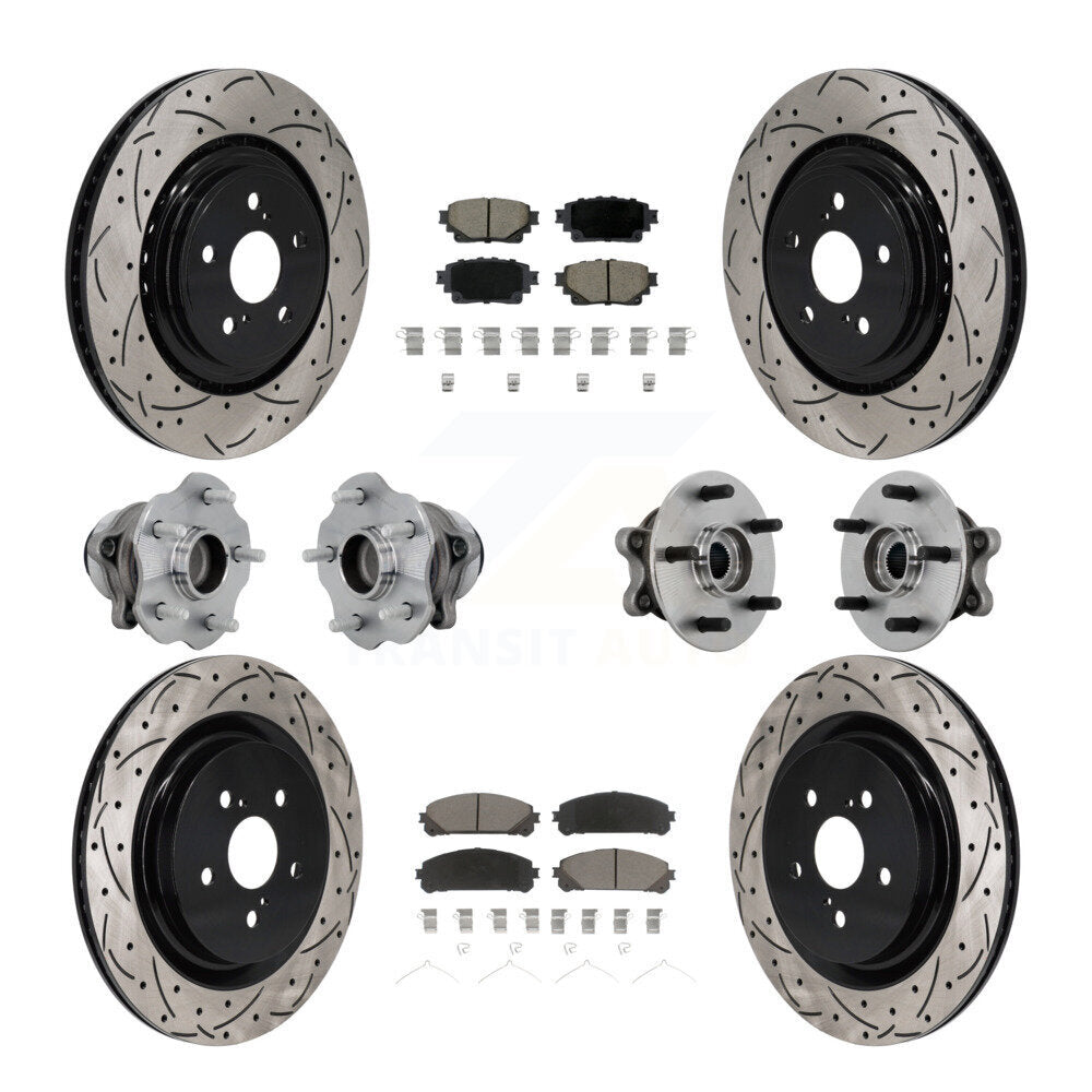 Hub Bearing Coat Brake Rotor Pad Front Rear Kit (10Pc) For Toyota Highlander FWD