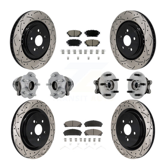 Hub Bearing Coat Brake Rotor Pad Front Rear Kit (10Pc) For Toyota Highlander FWD