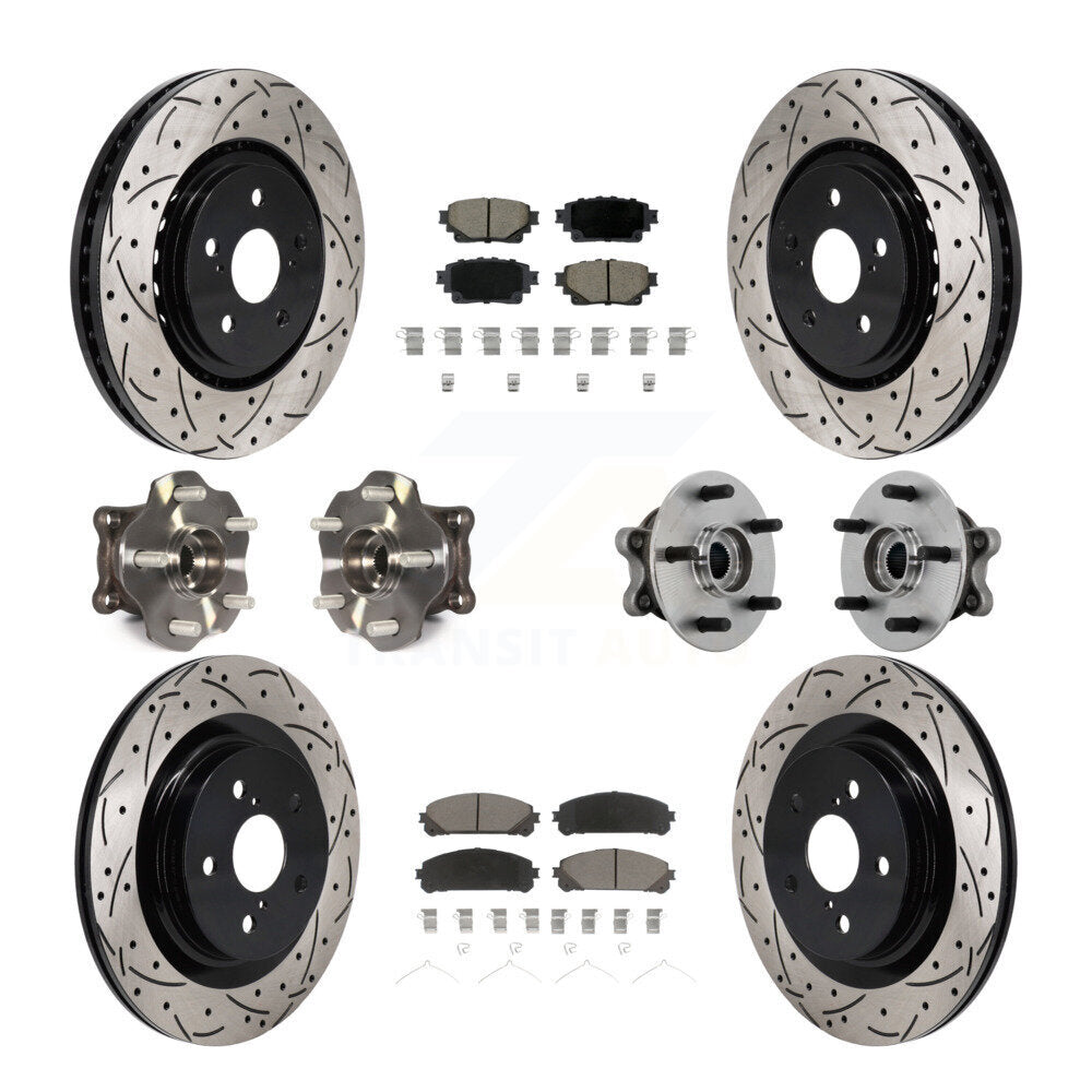 Hub Bearing Coated Brake Rotor & Pad Front Rear Kit (10Pc) For Toyota Sienna AWD
