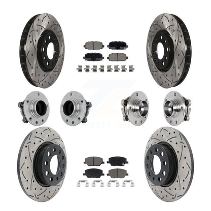 Hub Bearing Coated Brake Rotor & Pads Front Rear Kit (10Pc) For Jeep Compass FWD