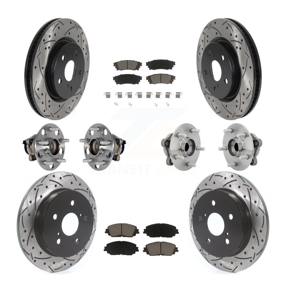 Hub Bearing Coated Disc Brake Rotor & Pads Front Rear Kit (10Pc) For Toyota C-HR