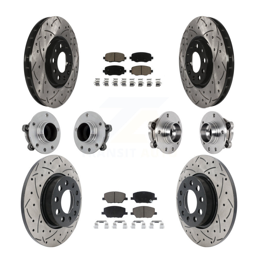 Hub Bearing Coated Brake Rotor Pads Front Rear Kit (10Pc) For Jeep Renegade Fiat